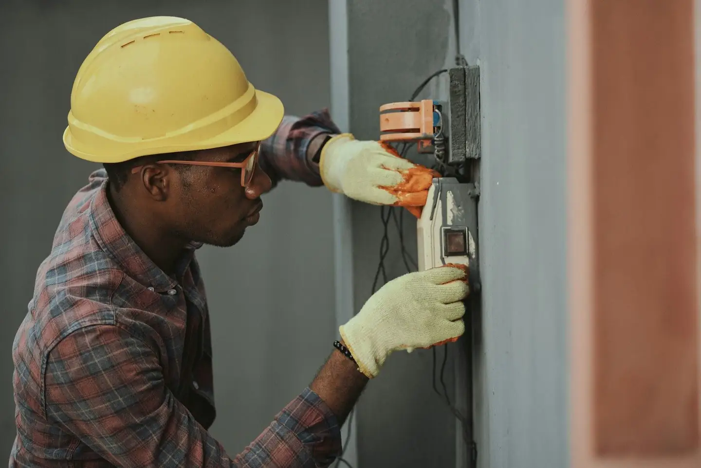 Electrician working safely on an electrical installation